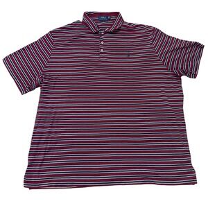 Polo Ralph Lauren Classic‎ Fit Striped Polo Shirt Men's XXL Burgundy Navy White